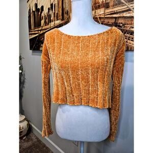 Forever 21 Ribbed Long Sleeve Chenille Crop Sweater